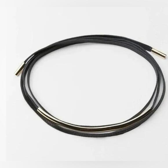 NWT -Zara- ZARA FLAT LEATHER TUBULAR BELT - Picture 1 of 6